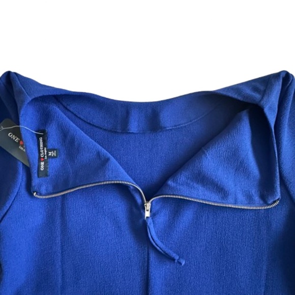 one clothing Women M Royal Blue Short Sleeve Round Neck Relaxed Tunic Mini Dress - Picture 6 of 13